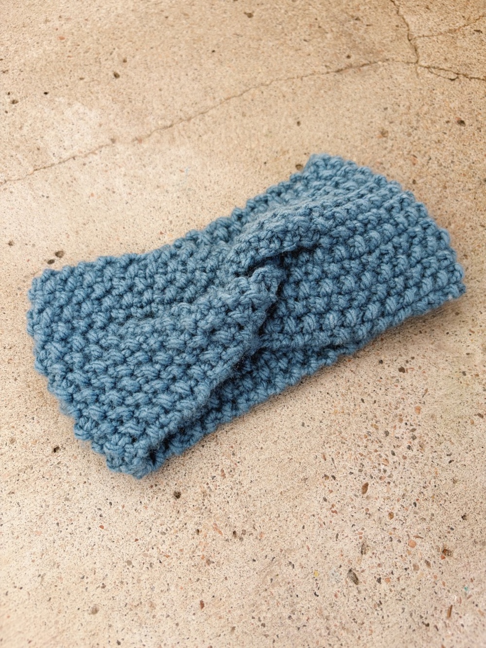 Handmade Knitted Blue Wool Headband/Earwarmer